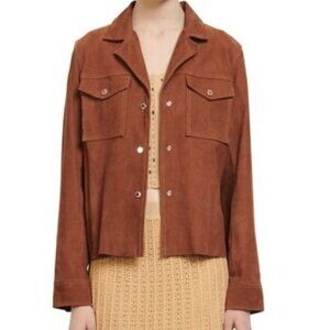Sandro Jonhy Suede Shirt Jacket - Brown